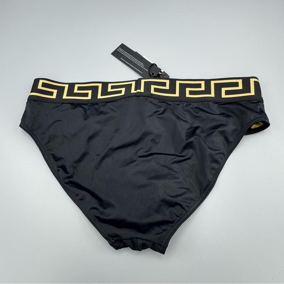 Men's Versace Greek Key Black & Gold Swim Briefs/Trunks NWT Size 5 Includes Bag - Picture 7 of 12